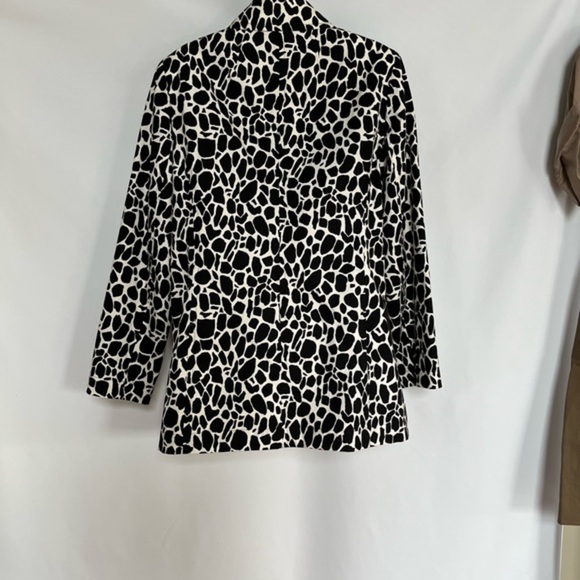 Jones New York Giraffe Print Stretch Lined Cotton White / Black Jacket Size‎ M - Picture 6 of 12